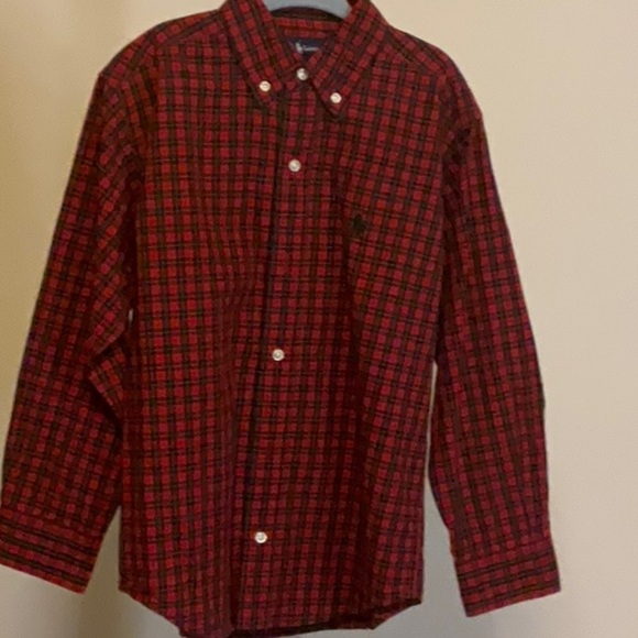 Ralph Lauren Kids Red and Black Plaid Button Down Shirt - Picture 1 of 5